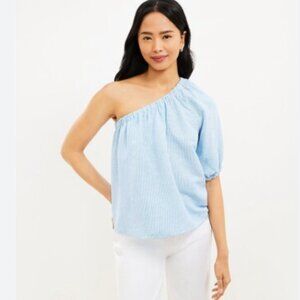 ✨ Ann Taylor LOFT‎ One-Shoulder Striped Top - New ✨